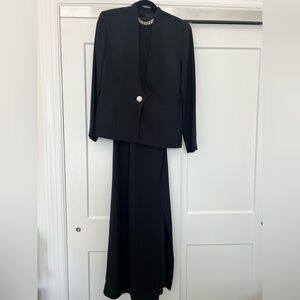 Woman’s Two-Piece Dress and Suit Jacket with Rhinestone Button